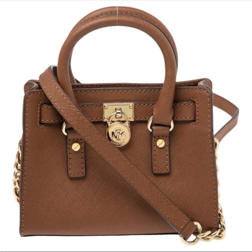 MICHAEL Michael Kors Brown Saffiano Leather Mini Hamilton Crossbody Bag